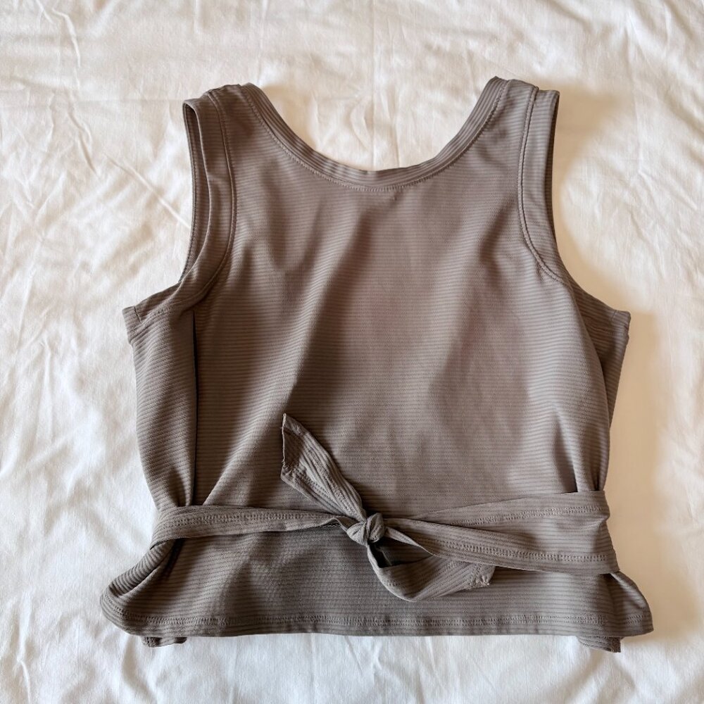 CALIA Wrap & Tie Ribbed Tank Top Women’s Medium Sandstone Tan EUC Yoga - Picture 3 of 6